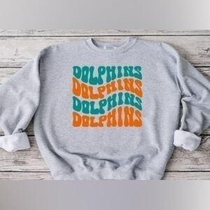 Dolphins Wavy Crewneck- Gray